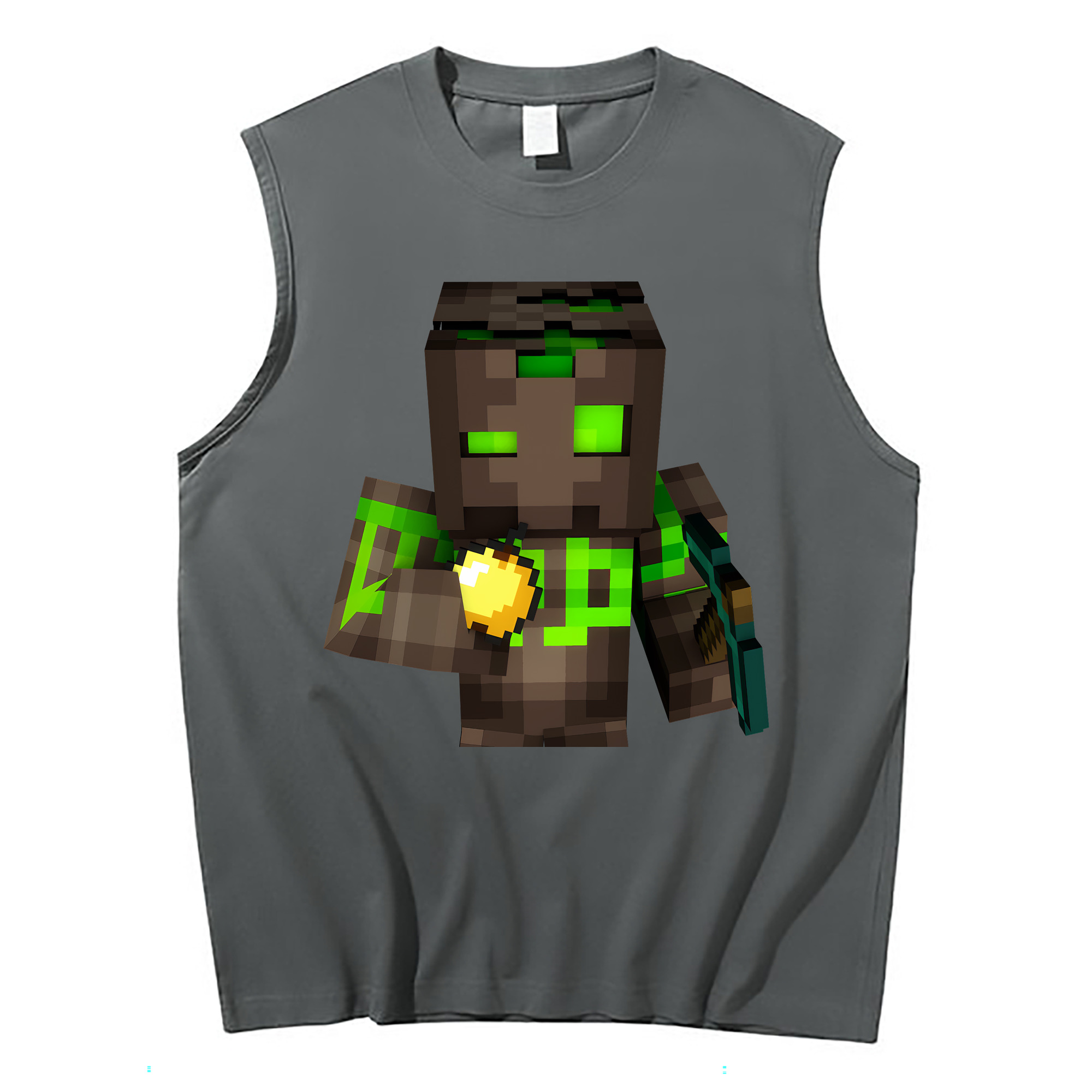 （画像用） マインクラフト ブロックの世界 Minecraft MC Block world コットン100％タンクトップ（フロントプリント）
